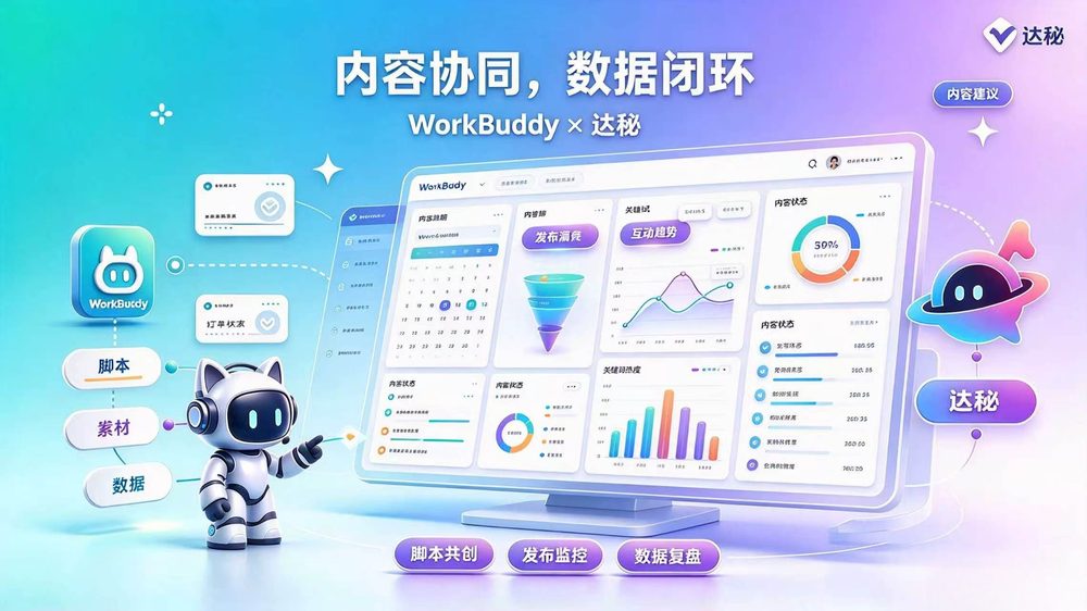内容协同与数据闭环：AI 研究结论直接用于达人执行，合作数据回灌复盘